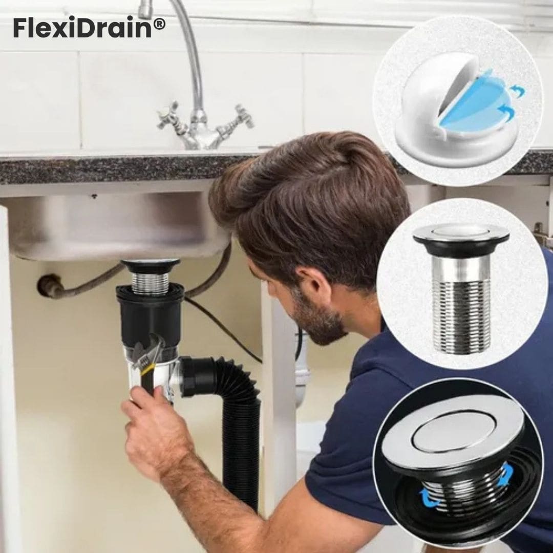 FlexiDrain® 2X1 (Desagüe para lavabo ajustable y flexible)