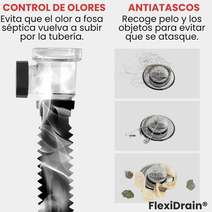 FlexiDrain® 2X1 (Desagüe para lavabo ajustable y flexible)