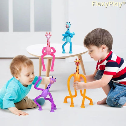 FlexyPlay® 4Pzs (Juguete telescópico de jirafa con ventosa)
