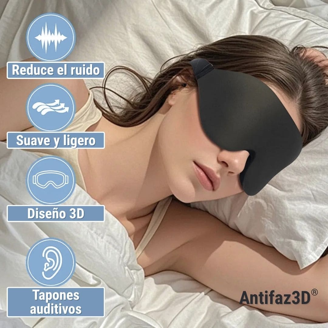 Antifaz3D® 2X1 (Antifaz 3D para Dormir Ajustable Respirable + Tapones Oídos)