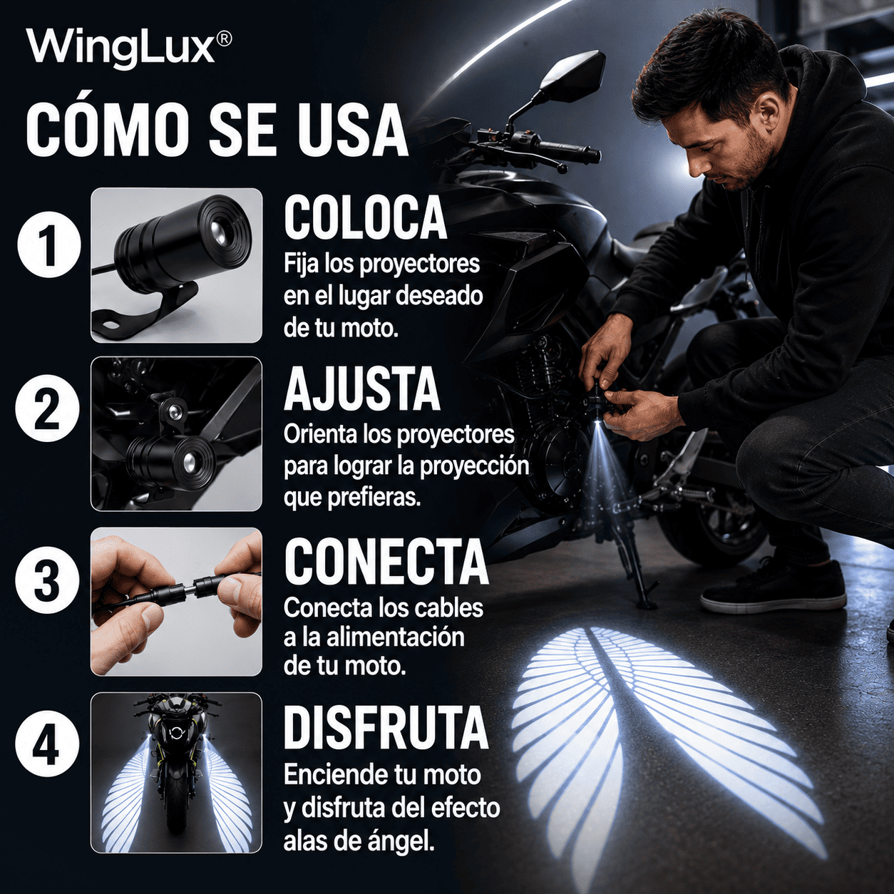 WingLux® (Par de proyectores LED ala de angel)