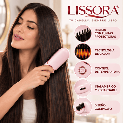 LISSORA® (Peine 2 En 1 Cepillo Alisador Alaciador Inalámbrico Minialisador Portátil )