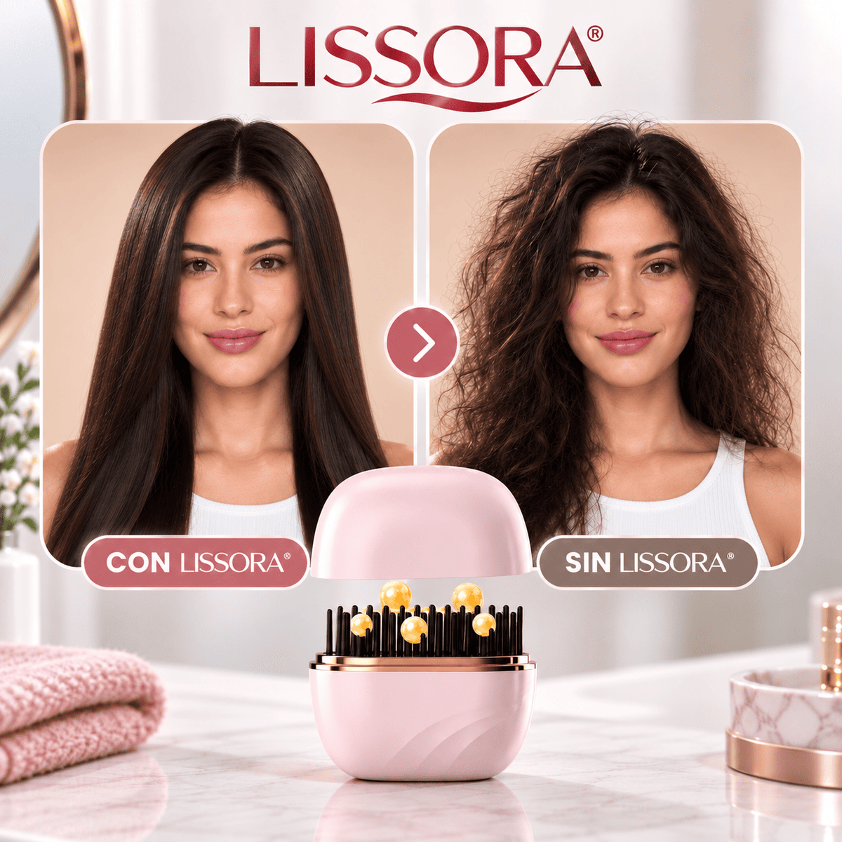 LISSORA® (Peine 2 En 1 Cepillo Alisador Alaciador Inalámbrico Minialisador Portátil )