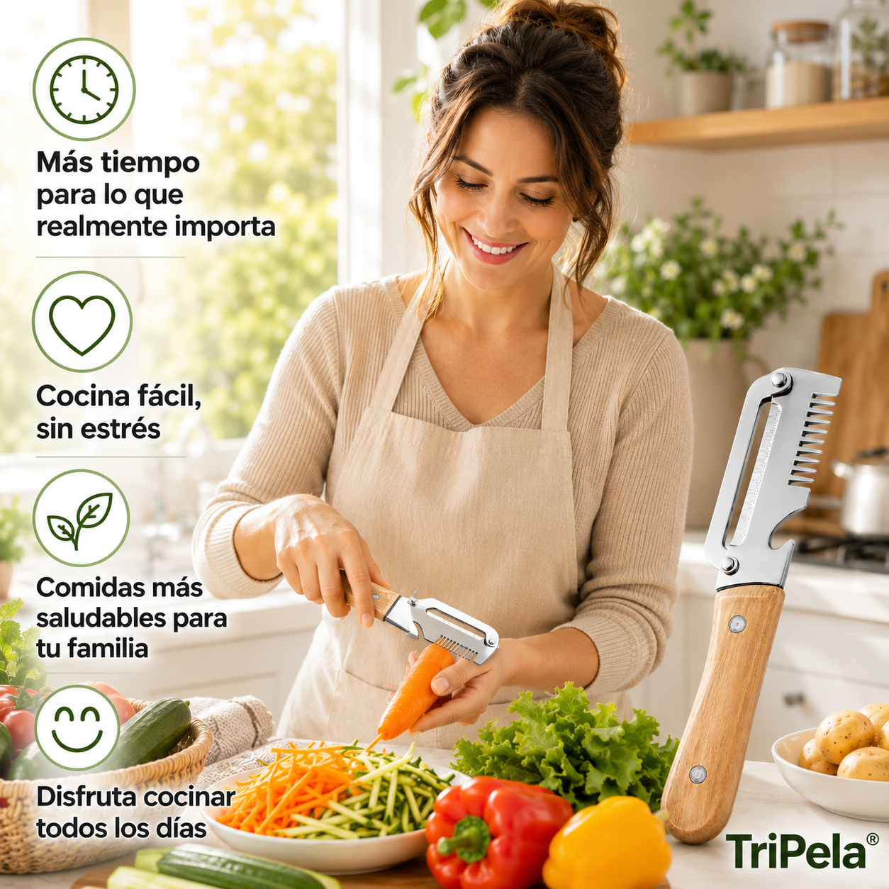 TriPela® 2X1 (Pelador De Verduras 3 En 1)
