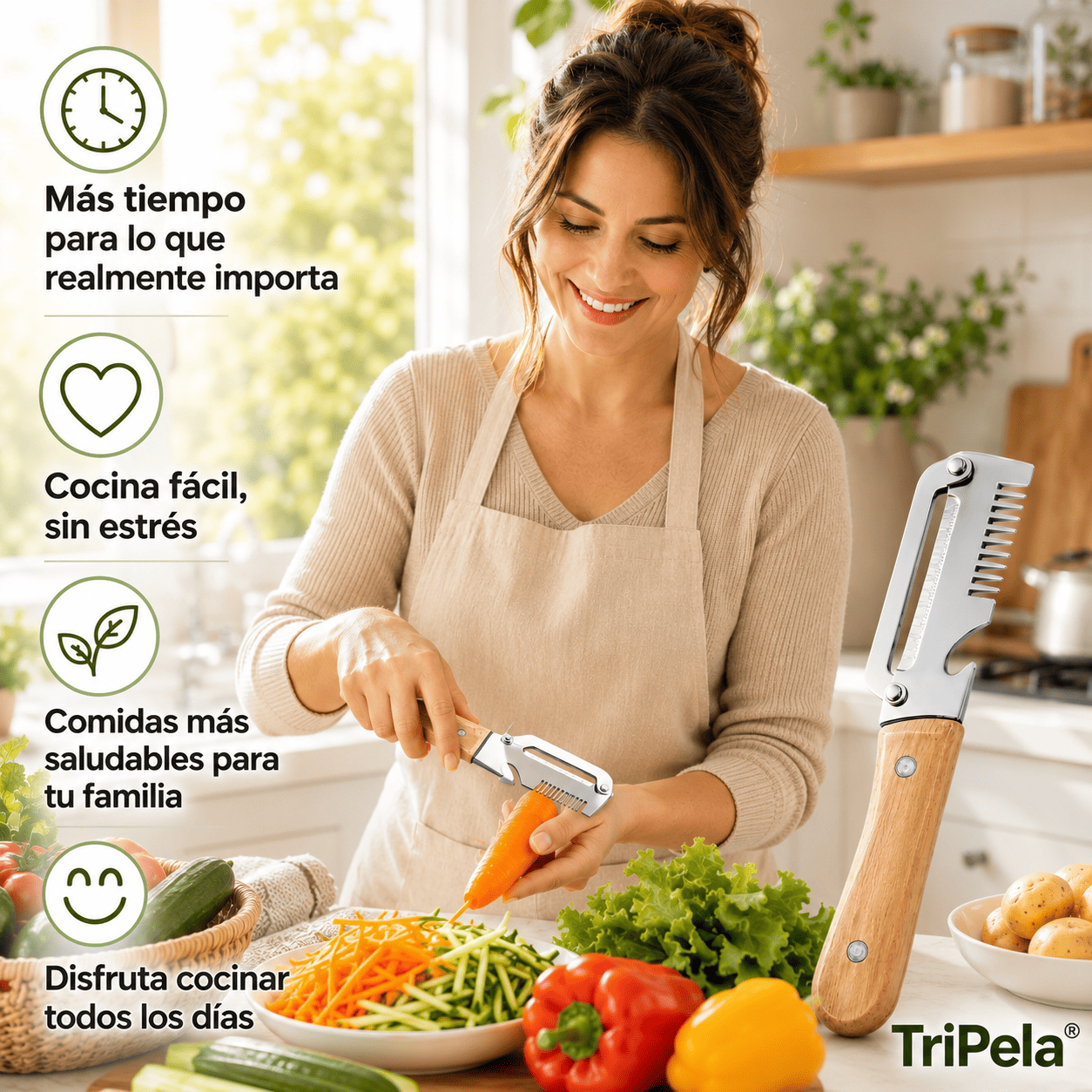 TriPela® 2X1 (Pelador De Verduras 3 En 1)