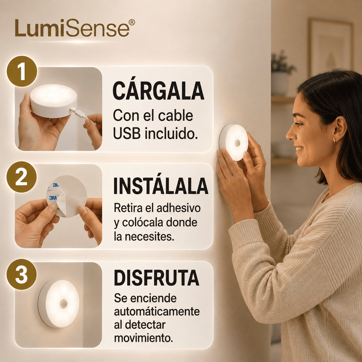 LumiSense® 3 PZS (Lamparas Con Sensor De Movimiento)