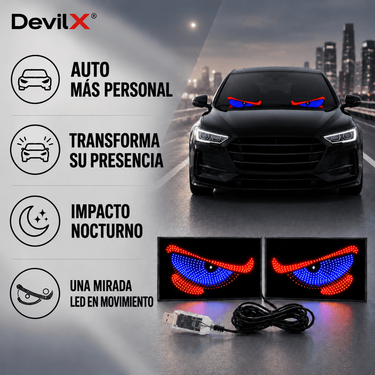 DevilX® (Juego De 2 Paneles Led de Ojos)