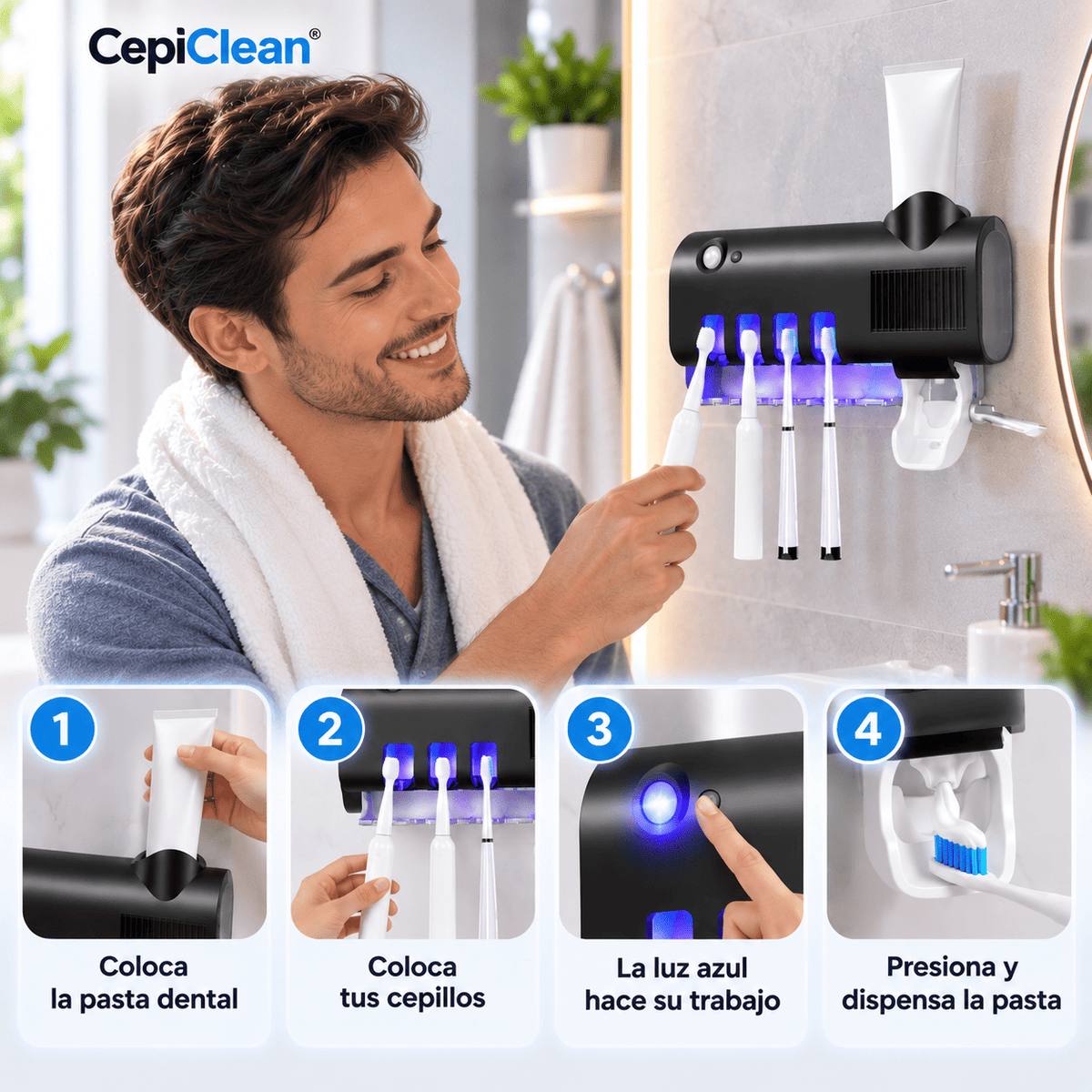 CepiClean® (Porta Cepillo De Dientes Dispensador Antibaterial Recargable)